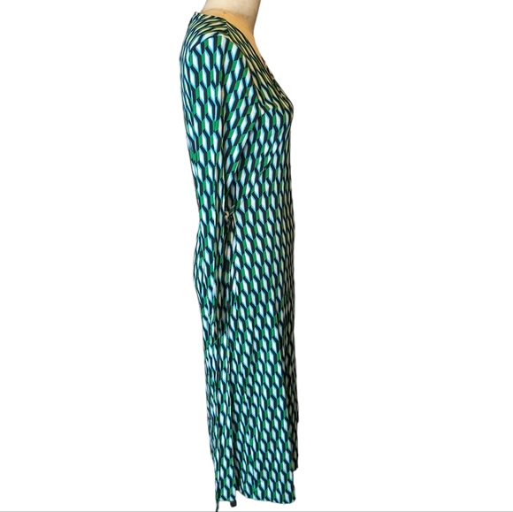 Diane Von Furstenberg Target DVF Longsleeve Midi Arrow Geo Green Wrap Dress Med. - Picture 6 of 10